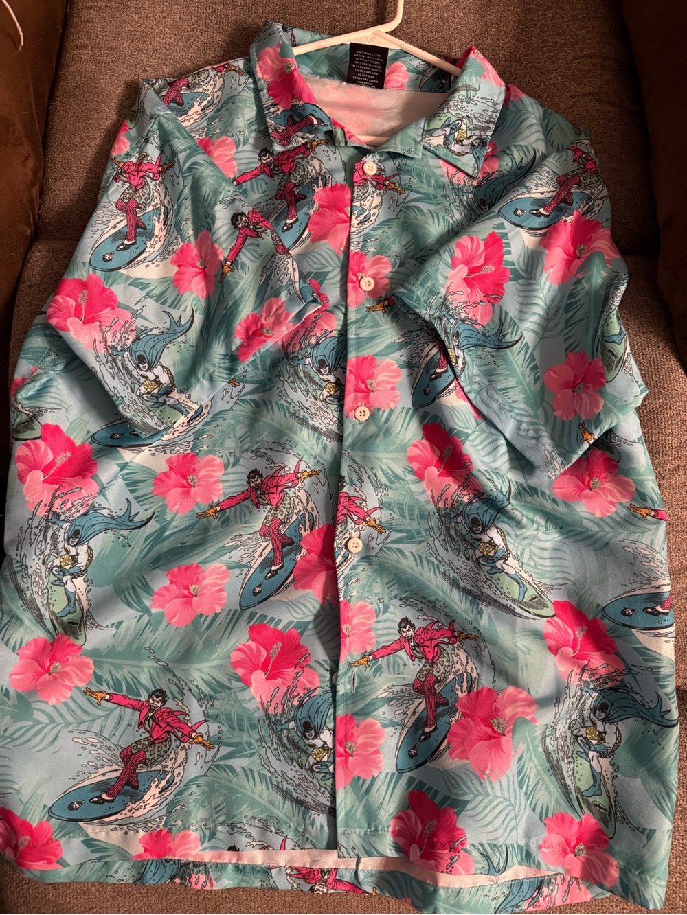Batman Classic TV Series Hawaiian Shirt Mens L Joker Surfing Tropical Button Up